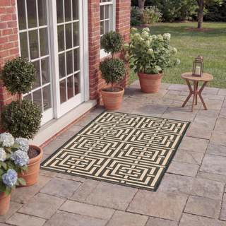 SAFAVIEH Courtyard Collection 2' x 3'7" Black/Bone CY6937 Indoor/ Outdoor Waterproof…