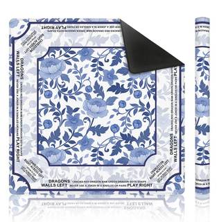 Blue and White Chinoiserie Floral Bird Mahjong Mat 31.5 x 31.5 Inch, Traditional Chinese…