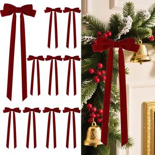Senjie Large Velvet Bows for Christmas Tree, Xmas Tree Topper Bows, 20"x8" | 10Pcs…