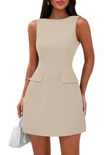 PRETTYGARDEN Womens Sleeveless Summer Dresses 2026 Formal Boat Neck Bodycon Elegant A…