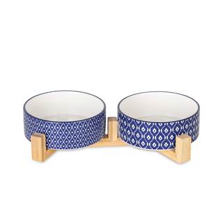 Selamica Ceramic 14 OZ Dog Bowls with Wooden Stand, Anti-Slip Dog Dishes Set for Cats &…