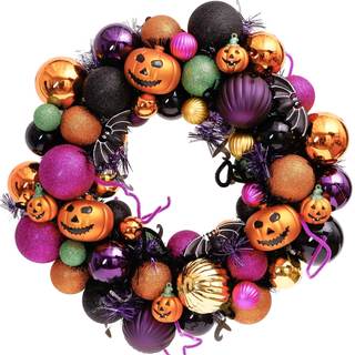 Valery Madelyn Halloween Decorations 20" Pumpkin Wreath for Front Door | Pre-Lit 60ct…
