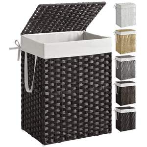 SONGMICS Laundry Hamper with Lid, 23.8 Gallon (90 L) Synthetic Rattan Clothes Laundry…
