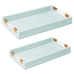 2 Pack Large Ottoman Tray Shagreen Decorative Tray Coffee Table Tray | Serving Tray…