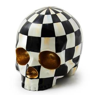 MACKENZIE-CHILDS Courtly Check Skull, Resin Halloween Home Decor Courtly Check Set of 1