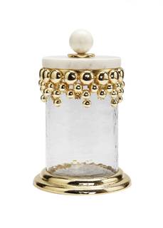 Hammered Glass Canister with Gold Detail and Marble Lid (3 sizes) (Meadium)