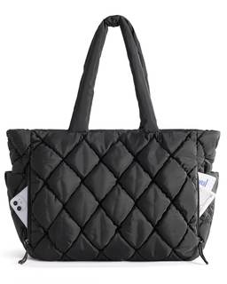 BAGSMART Tote Bag for Women, Quilted Puffer Tote Bag with Compartments, Shoulder Handbag…