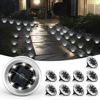 SOLPEX 10 Pack Small Solar Ground Lights, Pathway Lights Cool White | Stainless Steel…