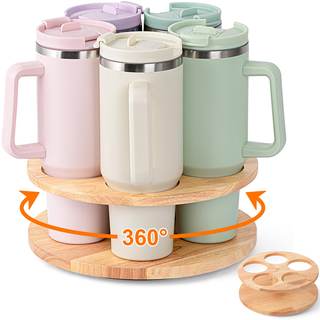 MyLifeUNIT Water Bottle Organizer for Stanley Cups 40oz/30oz/20oz, 360° Rotating Wooden…