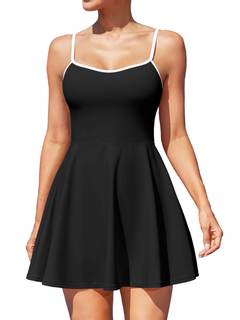ATTRACO Women's Tennis Dress with Shorts Golf Workout Exercise Activewear Small D_black