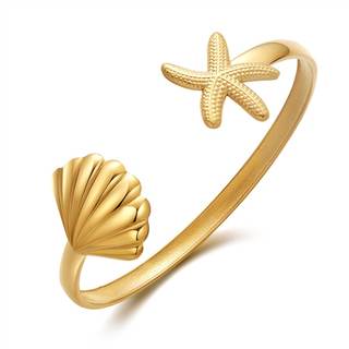 Summer Gold Cuff Bracelets For Women Gold Plated Cuff With Shell And Starfish Charm On…
