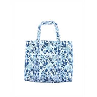 Quilted Cotton Handprinted Reversible Large multicolor Floral Tote Bag,Hand Block Print…