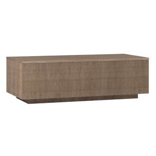Henn&Hart 48" Modern Fluted Coffee Table, Weathered Gray | Low-profile ribbed coffee…