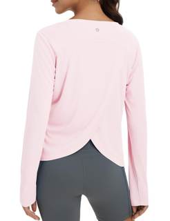 baleaf Women's Long Sleeve Workout Tops Running Shirts Split Back | Moisture-wicking…
