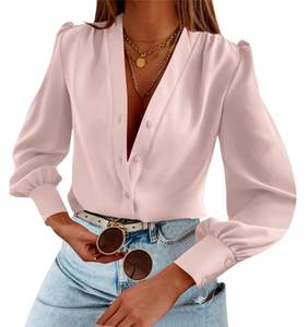 Women's Business Casual Tops Long Sleeve Button Down Shirts V Neck Blouses | Elegant…