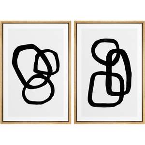 SIGNWIN Framed Canvas Print Wall Art Set Mid-Century Geometric Ring Collage Abstract…