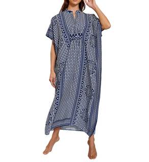 Swimsuit Cover Ups for Women Beach Dresses, GreenEmbroidered Caftans Long Sleeve Floral…