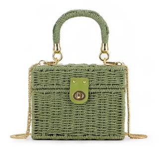 Fecialy Women Handwoven Rattan Handbag Beach Straw Tote Bag Square Boho Crossbody Bag…