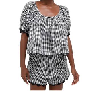 VAOYIU Two Piece Sets for Women Summer Casual Gingham Outfits | Puff Sleeve Scoop Neck…