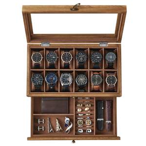 SONGMICS 12-Slot Watch Box, 2-Tier Watch Display Case with Large Glass Lid, Removable…