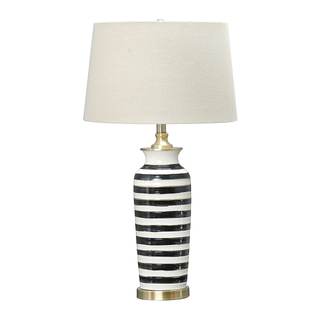 Creative Co-Op 29" H Striped Ceramic and Metal Desk Lamp Black Stripe
