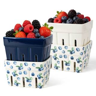 AELS Ceramic Berry Basket, Farmhouse Fruit Bowl Container for Fruit & Vegetables, Farmers…