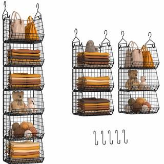 6 Tier Closet Hanging Organizer, Clothes Hanging Shelves with 4 Hanging Hooks 5 S Hooks…