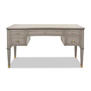 Jennifer Taylor Home JTH Luxe Dauphin Gold Accent 5-Drawer Executive Desk Grey Cashmere…