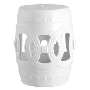 JONATHAN Y Lucky Coins 16" Ceramic Garden Stool Side Table, White | Contemporary Cutout…