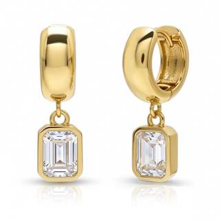 NIXMAX Trendy Gold Dangle Earrings for Women, Chunky Statement CZ Hoops | Bezel-Set Cubic…