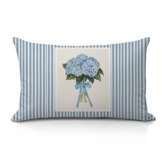 Blue Hydrangea Floral 12x20 Pillow Cover, Blue Room Decor Aesthetic, Preppy Girly…