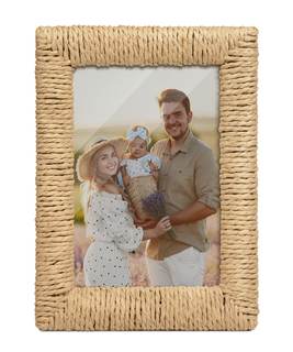 Boho 5x7 Picture Frame Rattan Photo Frame | Natural Paper Rope Design, Wall and Tabletop…