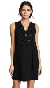 English Factory Women's Lace Up Front Dress Small Black
