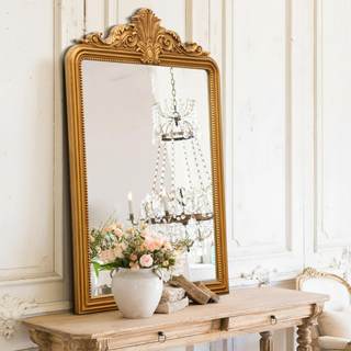 Besdomus Gold Vintage Arched Mirror: 24"x36" Baroque Antique Large Mirrors | Ornate Resin…