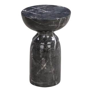 Tov Furniture Rue Faux Marble Concrete Indoor/Outdoor Side Table (Black)