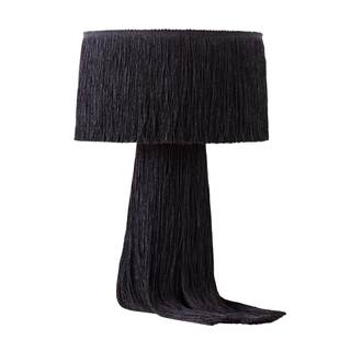 Tov Furniture Atolla Cotton Tasseled and Textured Table Lamp (Black)