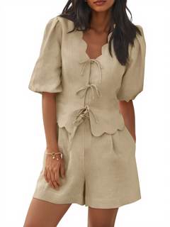 Cicy Bell Womens Summer 2 Piece Short Sets Puff Sleeve Pajamas Matching Set | Short…