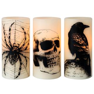 Eldnacele Skull Halloween Flameless Candles Battery Operated with 6H Timer | LED Pillar…