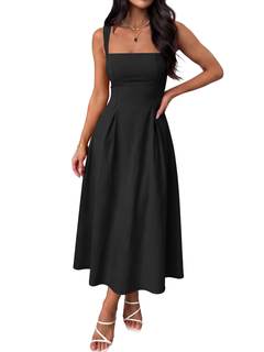 ANRABESS Cocktail Dresses for Women Square Neck | A Line Sleeveless Pleated Flowy Swing…