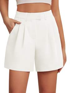 Feiersi Womens Casual Elastic Waist Wide Leg Suit Tailored Shorts Summer Dressy Work…