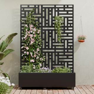 Casaphoria Metal Raised Garden Bed with Trellis and Wheels, 72"x47"x16" Planter Box for…