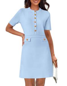 MEROKEETY Women's Summer Short Sleeve Bodycon Sweater Mini Dress | Business Casual…