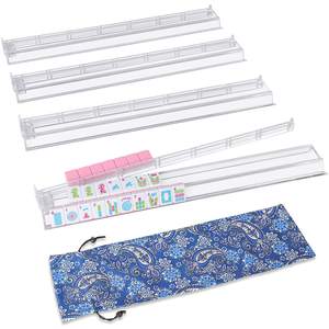 19.7'' Clear Mahjong Racks with Pushers, 4 Piece Set Mahjong All-in-One Tile Pusher and…
