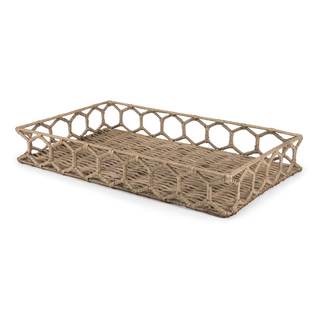 happimess Honeycomb 19.75" Hand-Woven Rattan Serving Tray, Natural | Rustic Bohemian…