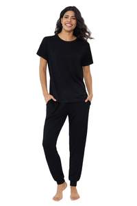 Joyaria Bamboo Viscose Pajamas Women Soft Cooling Short Sleeve Jogger Pants | Hot Sleeper…