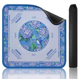 TIASUSAN Blue Mahjong Learning Mat (33” x 33”) with Black Carrying Bag, Anti-Slip…