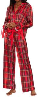 Yiulangde Womens Satin Silk Bow Tie Pajamas Cute Holiday Pjs Set Y2k Ribbon Sleeve Pajama…