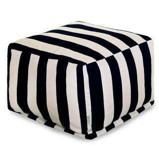 Majestic Home Goods Vertical Stripe-Black ottoman, pouf, cube, Large, Black / Cream