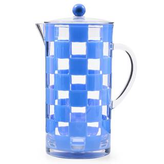 MACKENZIE-CHILDS Acrylic Pitcher with Spout, Blue Check | Hand-applied design, farmhouse…