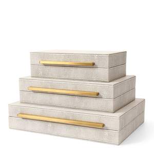 BAALTTO RUNYAO Kingflux Faux Ivory Shagreen Leather Set of 3 Pcs Decorative Boxes…